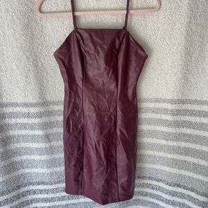 no comment burgundy faux leather dress - S